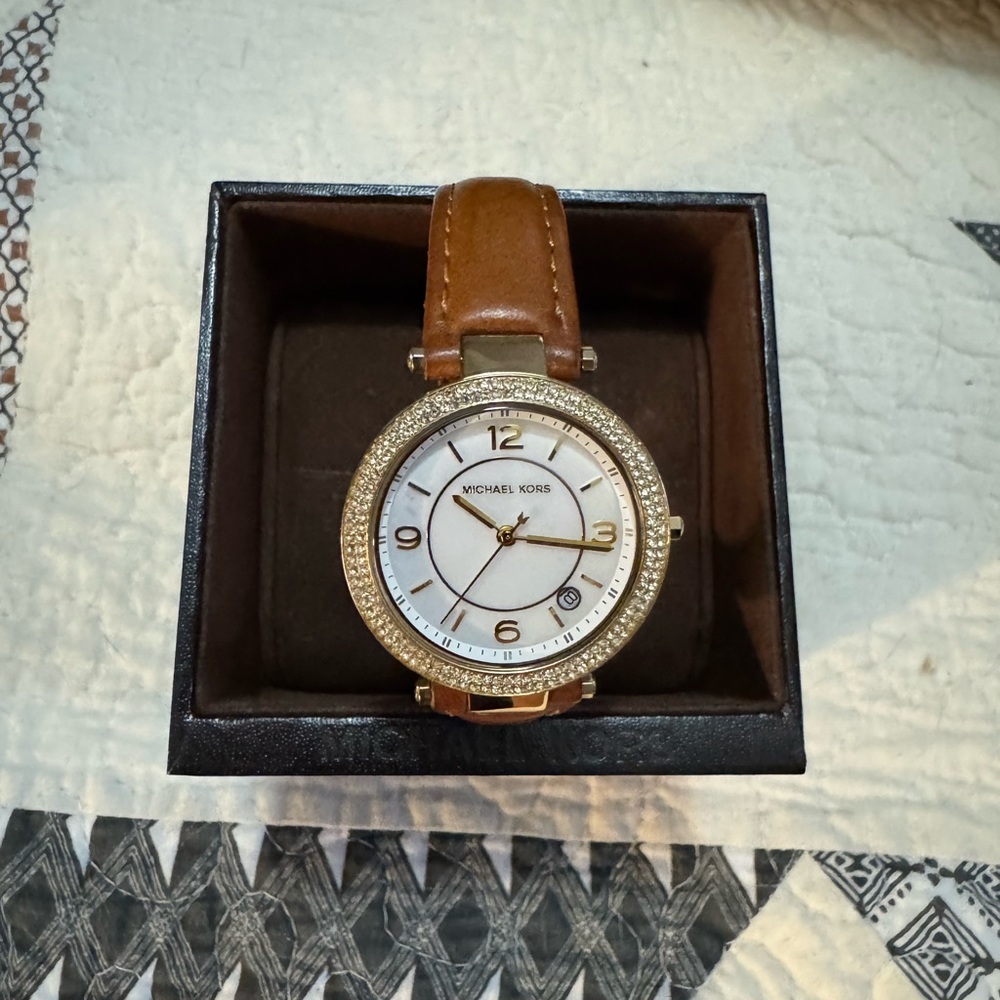 Michael Kors Brown Leather Strap Watch